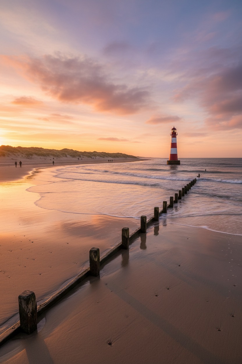 talacre beach with lighthouse